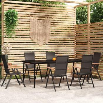 vidaXL 7-Piece Black Garden Dining Set