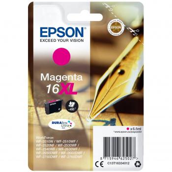 Epson 16XL (T1633) DURABrite Ultra Ink, Cartucho de Tinta Original de Alta Capacidad, Magenta, 6.50ml, para Impresoras WorkForce WF-2010W/W