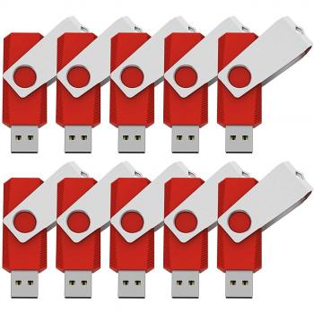 KEXIN 2GB Memoria USB 2.0 Pendrive 2GB Flash Drive Memory Stick para Computadoras, Tabletas y Otros Dispositivos [10 Unidades] Color de Rojo