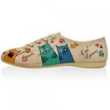 DOGO Zapatos de Cordones Cat Lovers Beige/Multicolor EU 36