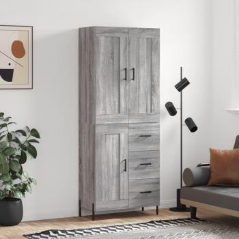 Aparador alto de madera contrachapada en color gris sonoma de 69,5x34x180 cm