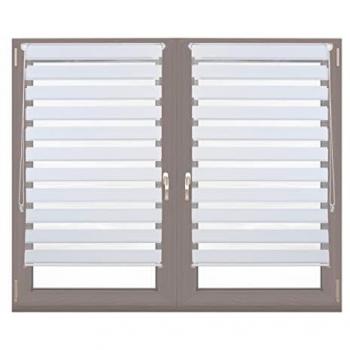 Estores Dobles de Sujeción Fija sin Taladrar Relaxdays, 2 Unidades, Tela 80 x 150 cm, Color Blanco