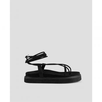 Sandalias de plataforma negras de piel vegana para mujer