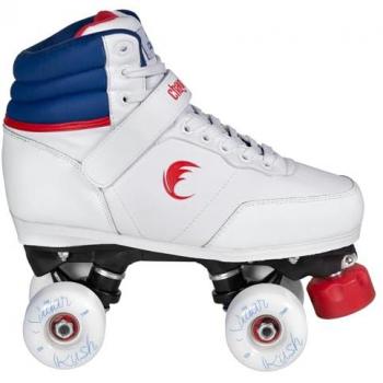 Chaya Jump 2.0 Retro - Patines de patinaje de 4 ruedas, color blanco y azul, talla 38