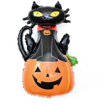 Globo Poly Gato y Calabaza de 68x97 cm
