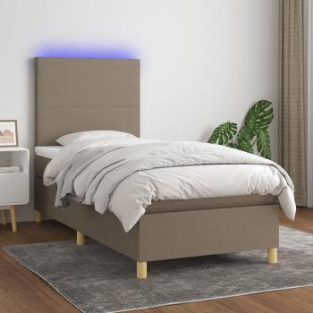 Cama blanda con colchón y luces LED Tortoria 100x200 cm tela gris taupe