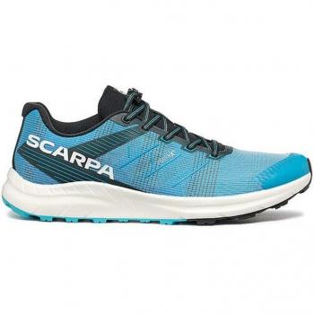 Zapatillas de trail Scarpa Spin Race Azul/Blanco, ligeras, transpirables, con suela Vibram para tracción en terrenos irregulares, diseño ergonómico y sistema de ajuste preciso