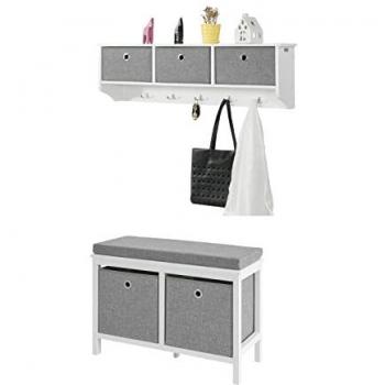 Mueble Recibidor Zapatero con Perchero Gris y Blanco FSR81-HG+FRG282-W