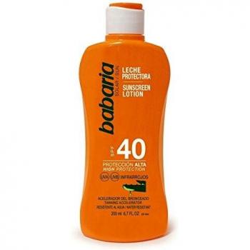 Babaria Leche Protector Solar Aloe Spf40, Blanco, 200 Mililitros