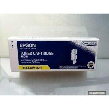 Tóner Amarillo Epson C13S050611 de Alta Capacidad para 1400 Páginas, Compatible con AcuLaser C1700/C1750N/W/CX17/CX17NF/WF