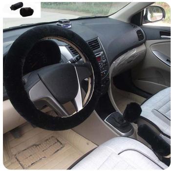 Funda para volante, Steering wheel cover, Universal Auto Peluche Volante Funda Kit de 3 Piezas Cubierta de Volante / Cubierta del Freno de Mano / Antideslizante Cálido