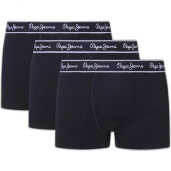Pepe Jeans Men's Organic Cotton Stretch Boxer Shorts - 3 Pack, Black, Sustainable Homewear, Size L