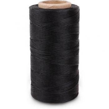 Hilo negro encerado, 260 m, 0,8 mm para cuero/lona