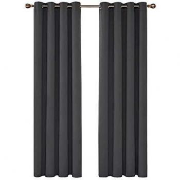 Deconovo Cortina Dormitorio con Aislamiento Térmico Gruesa de Color Liso Decoración Hogars 2 Piezas 140 x 245 cm Gris Oscuro