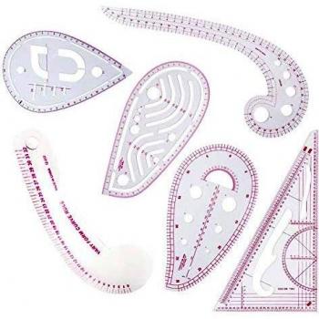 Regla de moda para ropa, 6 piezas, regla métrica francesa, de plástico, con forma de curva, para costura y diseño de patrón de costura, plantilla de dibujo, regla de corte multiusos