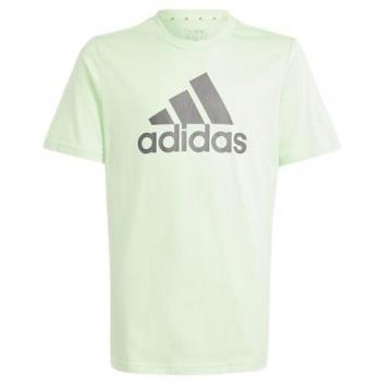 Camiseta Unisex Infantil de Algodón Essentials con Gran Logo Adidas Verde