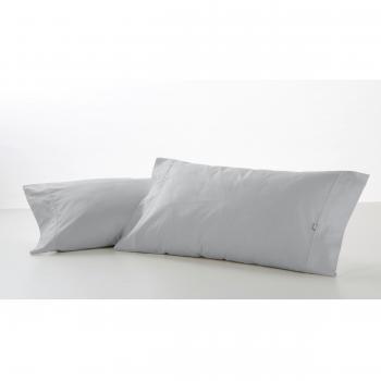 ESTELA - Funda de Almohada Combi Liso Color Perla - 2 Piezas de 45x95 cm - 50% Algodón-50% Poliéster - 144 Hilos