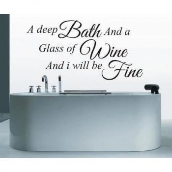 'Vinylgraphicsonline Adhesivo decorativo para pared de baño de una profunda y copa de vino baño, dorado, Small 45cmx23cm