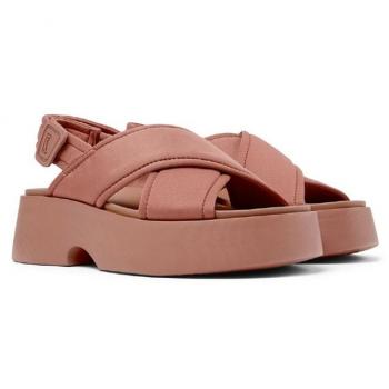 Sandalias de plataforma para mujer Tasha con ajuste trasero y tira cruzada, color rojo, talla 37