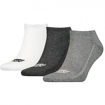 Pack 3 Calcetines Bajos Levis de Algodón Reciclado con Logo Batwing Gris
