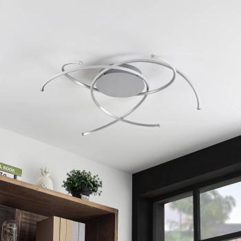 Plafón LED Lindby Yareli, moderno, color gris plata, hecho de metal, para salón y comedor, 1 llama
