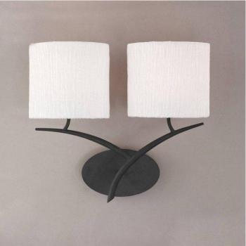 Aplique de pared Eve con interruptor de 2 luces E27, antracita con pantallas ovaladas blancas