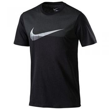 Nike Tee-Av15 Metallic Swoosh - Camiseta de manga corta para hombre, color negro, talla L