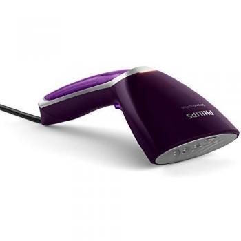 Philips Steam&Go Plancha Vertical Manual GC363/30 Cepillo Vapor de Mano de 1200 W, Elimina Arrugas, Olores y Desinfecta, Deposito de Agua Extraible, Color Morado
