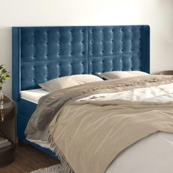 Cabecero con orejas de terciopelo azul oscuro 163x16x118/128 cm Vidaxl