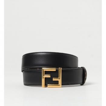 Fendi Women's Reversible Black Leather Belt Size 95