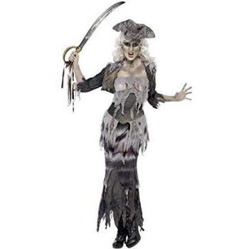 Disfraz de Pirata Fantasma para Mujer - Incluye Parte Superior, Falda, Chaqueta y Sombrero - Talla XL