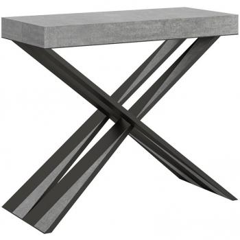 Consola extensible 90x40/300 cm efecto madera gris cemento y hierro