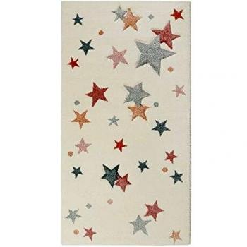 Alfombra Infantil Esprit Jonne, Rectangular, 13 mm de Altura, Estrellas en Colores Pastel, 80x150 cm