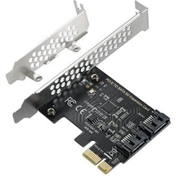 BEYIMEI Tarjeta de Expansión PCIE a SATA III 2 Puertos, 6 Gbps Tarjeta Controladora SATA 3.0 PCI Express 1X, con Soporte Bajo Perfil y CD, Soporta SSD y HDD para Windows10/8/7/XP/Vista