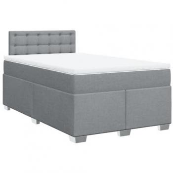 Cama box spring con colchón de muelles en tela gris claro 120x190 cm