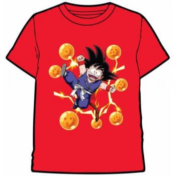 Camiseta Dragon Ball Roja Bolas L - Estampado Frontal - 100% Algodón - Producto Oficial y Licenciado