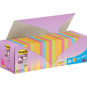 Post-it Z-Notes Super Sticky 76x76 mm, Pack de 24, Colores surtidos