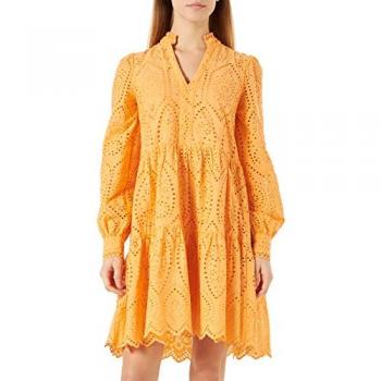 Vestido corto troquelado Yas Holi de manga larga en color naranja mock, talla XS para mujer
