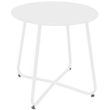 Mesa auxiliar Luna Acero Blanco 45 x 45 cm - Mesa auxiliar de acero con revestimiento epoxi anticorrosión, apta para interiores y exteriores, dimensiones de 45 x 45 cm