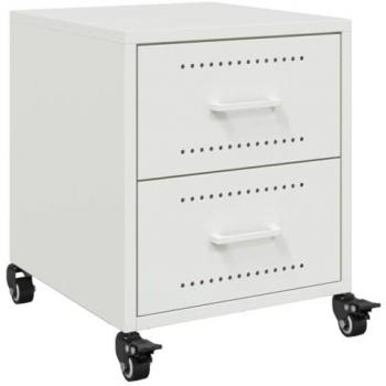 Mesita de Noche Acero Blanco 36x39x43,5 cm, Mesa Auxiliar, Armario Auxiliar, mesilla de Noche, Mesa de Noche, Muebles de Dormitorio