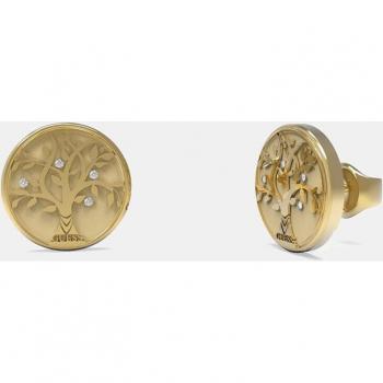 GUESS Pendientes Mujer Acero Inoxidable Dorado Circonitas Árbol de la Vida Talismania JUBE01443JWYGT-U