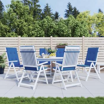 Royal Blue High-Back Garden Chair Cushions Set of 6, 120x50x3 cm Fabric