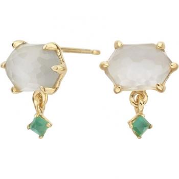 Pendientes piedra lunar y ónix bañados en oro Itemporality