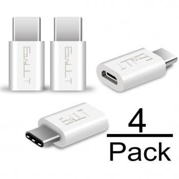 EasyULT Adaptador USB C, 4 Pack Adaptador USB Type C a Micro USB Conector Convertidor para Transferencia de Datos para XiaoMI, Huawei P20 Lite,Galaxy S9/S8 y más-Blanco