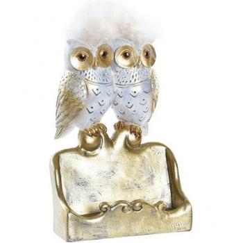 Figura Decorativa DKD Home Decor Búhos Blanco Dorado 10 x 8 x 7 cm