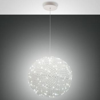 Lámpara colgante LED Fabas Luce Sumter, redondo, cristal blanco