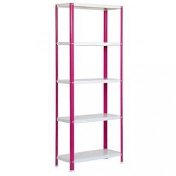Estantería SIMONHOME CLASSIC PLUS 5/400 ROSA/BLANCO - P02100204181045 - Simon Rack, Estantería con tornillos para casa Homeclassic 5 estantes Rosa/Blanco Simonrack