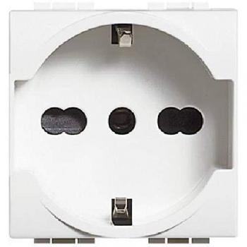 Presa Schuko 2P+T 16A Bticino LivingLight Blanca con Conexión Tornillo - Diseño Italiano