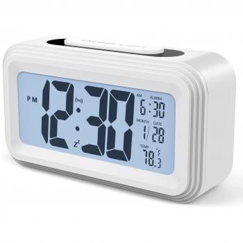 Annsky Despertador Digital, LCD Pantalla Reloj alarma Inteligente Simple y con Pantalla de Fecha y Temperatura Función Despertador, función snooze y luz nocturna