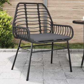 Sillas de jardín con almohadas 2 piezas negras en Polyrattan
